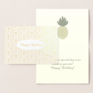 Artsy Pineapple Pattern Birthday Gold Foil Card Folie Kaarten