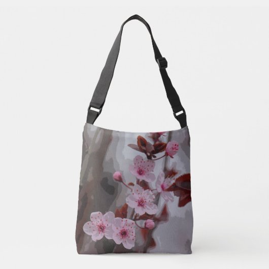 Artsy Pink Cherry Blosbezon Grey  Crossbody Tas (Voorkant)