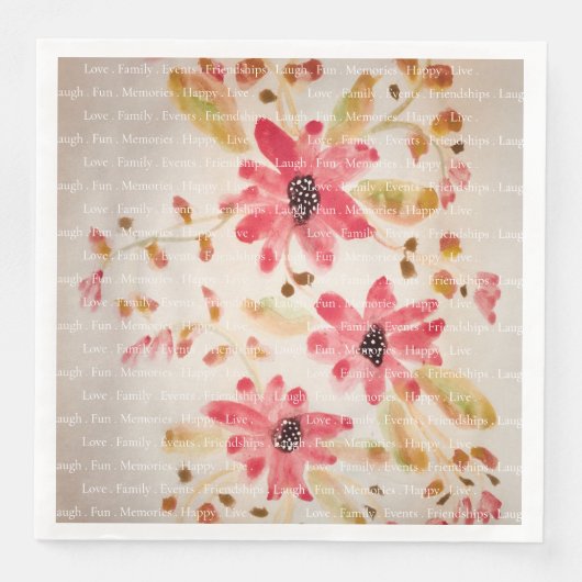 Artsy Pink Floral Designer Servet (Voorkant)
