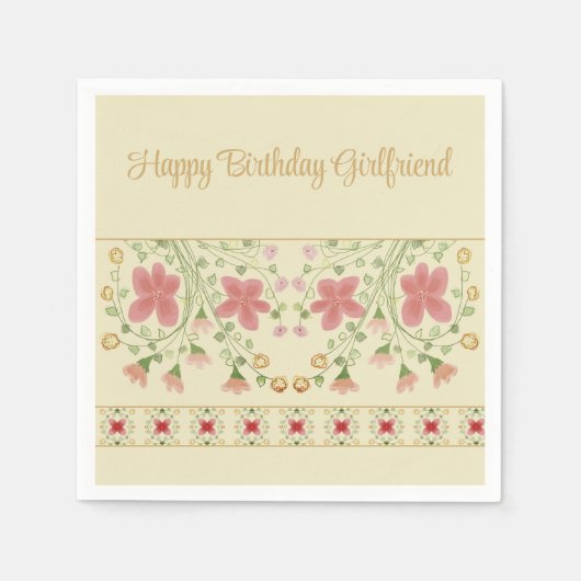 Artsy Pink Floral Servet (Voorkant)