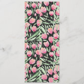 Artsy Pink Green Black Tulips Floral Waterverf Menu (Achterkant)