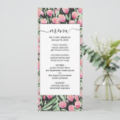 Artsy Pink Green Black Tulips Floral Waterverf Menu (Staand voorkant)