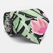 Artsy Pink Green Black Tulips Floral Waterverf Stropdas (Opgerold)