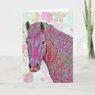 Artsy Pink Horse Art Note Kaart