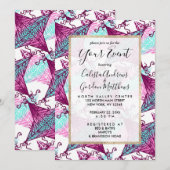 Artsy Pink Paarse Blauwgroen Geometrische Abstract Kaart (Voorkant / Achterkant)