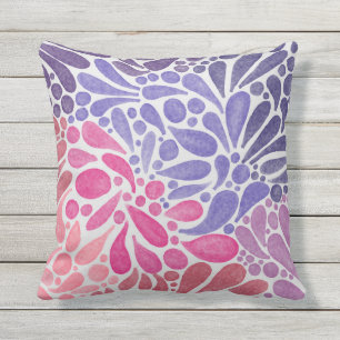 Artsy Pink Paarse Waterverf Abstracte Stippen Patr Buitenkussen
