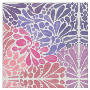 Artsy Pink Paarse Waterverf Abstracte Stippen Patr Stof