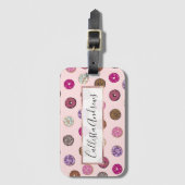 Artsy Pink Sprinkle Donuts Waterverf Patroon Bagagelabel (Voorkant (verticaal))