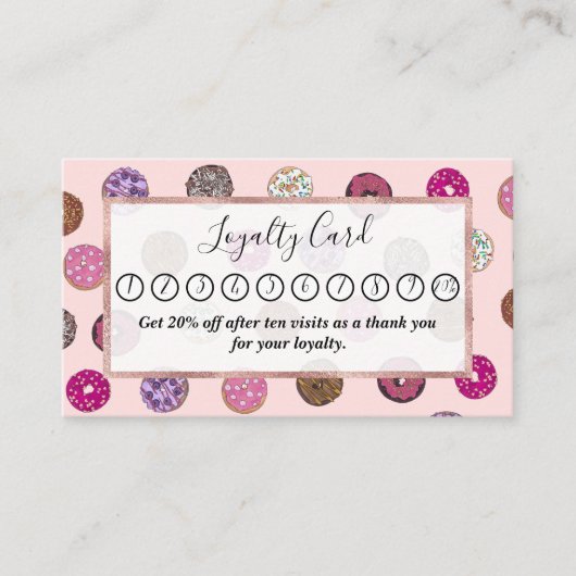 Artsy Pink Sprinkle Donuts Waterverf Patroon Klantenkaartje (Voorkant)