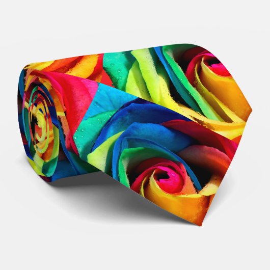 Artsy Rainbow Roos stropdas (Opgerold)