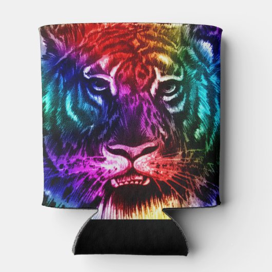 Artsy Rainbow Tiger Blikjeskoeler (Achterkant)