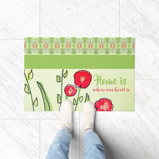 Artsy Red Floral Deurmat (Binnen)