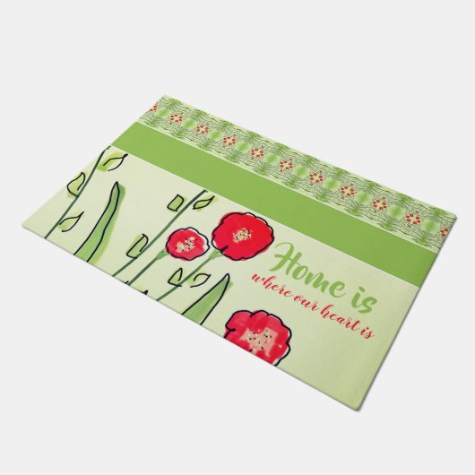 Artsy Red Floral Deurmat (Schuin)