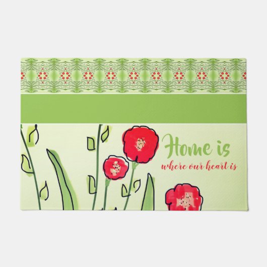 Artsy Red Floral Deurmat (Voorkant)