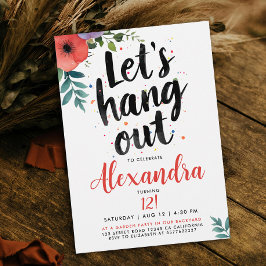 Artsy Red Green Floral Garden Party Hang Out Typo Kaart