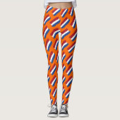 Artsy Red White Blue, Abstract Nederlands vlagpatr Leggings (Voorkant)