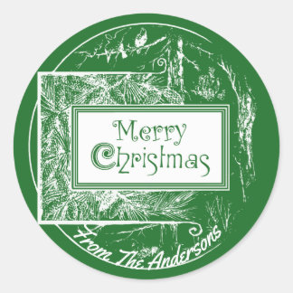 Artsy Retro Merry kerst aangepast Ronde Sticker