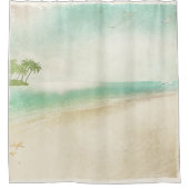 Artsy Retro Peaceful Beach Home Bathroom Douchegordijn (Voorkant)