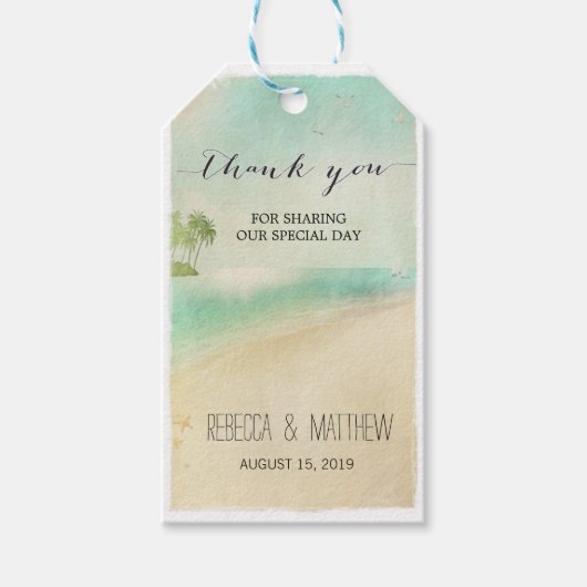 Artsy Retro Vreedzaam Strand Huwelijkscadeau Ta Cadeaulabel (Voorkant)