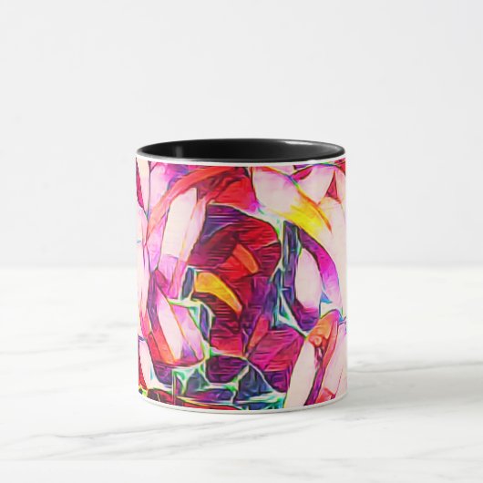 Artsy rood, Paarse en Roos bloemen Mok (Midden)