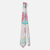 Artsy roze Blauwgroen bloemen bladeren oliepilterp Stropdas (Voorkant)