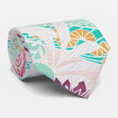 Artsy roze Blauwgroen bloemen bladeren oliepilterp Stropdas (Opgerold)