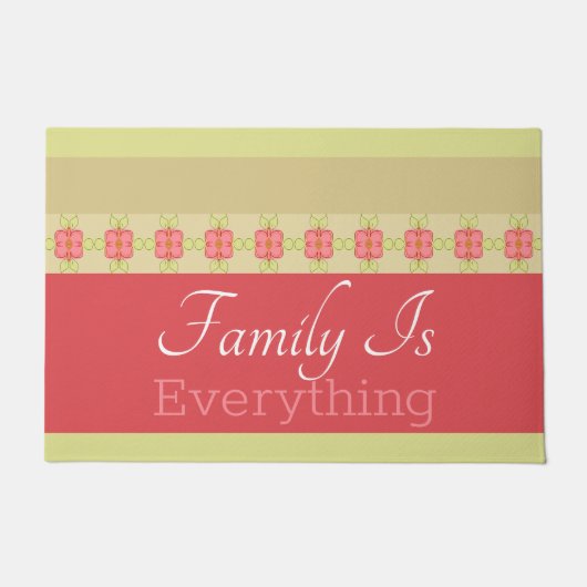 Artsy Roze Bloemen geaccentueerd Deurmat (Voorkant)