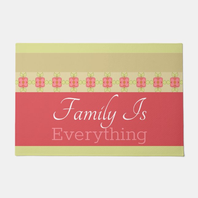 Artsy Roze Bloemen geaccentueerd Deurmat (Voorkant)