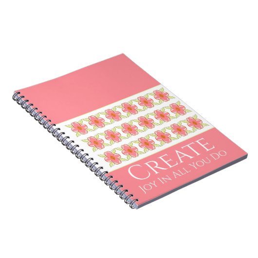 Artsy roze floral pattered notitieboek (Rechterzijde)
