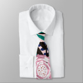 Artsy roze rood blauw Acrylgeverfde bloemen blader Stropdas (Gebonden)