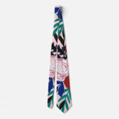 Artsy roze rood blauw Acrylgeverfde bloemen blader Stropdas (Achterkant)