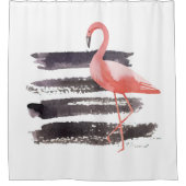 Artsy roze Waterverf Flamingo Bruske Strokes Lines Douchegordijn (Voorkant)
