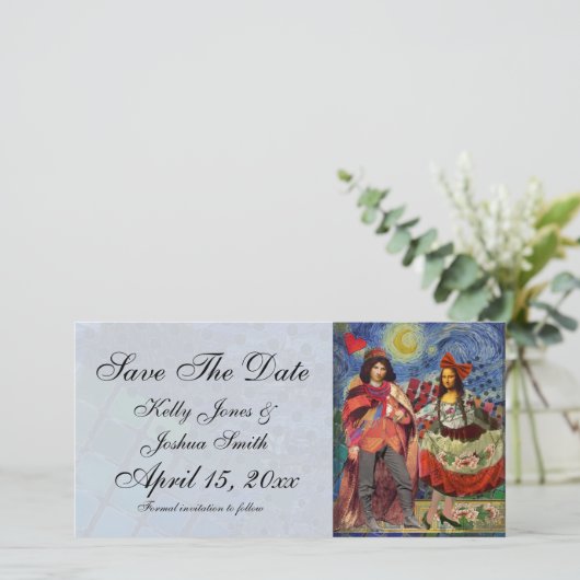 Artsy Save the date Fancious bruiloft Notice (Staand voorkant)