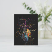 Artsy Saxophone, prettige kerst, Briefkaart (Staand voorkant)