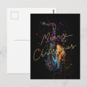 Artsy Saxophone, prettige kerst, Briefkaart (Voorkant / Achterkant)