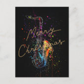 Artsy Saxophone, prettige kerst, Briefkaart (Voorkant)