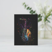 Artsy Saxophone Splatter en Splash Briefkaart (Staand voorkant)
