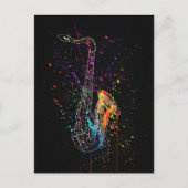 Artsy Saxophone Splatter en Splash Briefkaart (Voorkant)