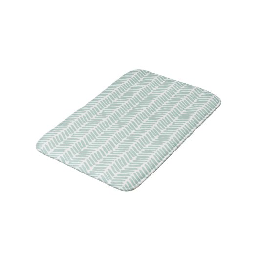 Artsy Seaglass Ocean Green White Zigzag Stripes Badmat (Gekanteld)