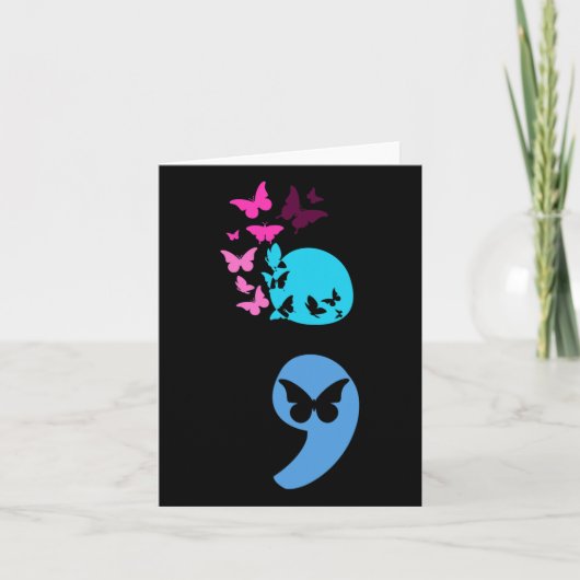 Artsy Semicolon Butterfly Zelfmoordpreventie Kaart (Voorkant)