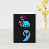 Artsy Semicolon Butterfly Zelfmoordpreventie Kaart (Gele Bloem)