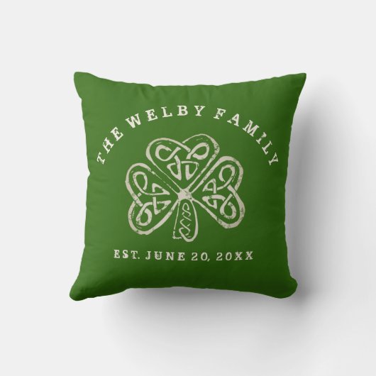 Artsy Shamrock Irish Family Est. Aangepaste datum Kussen (Achterkant)