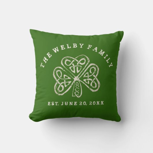 Artsy Shamrock Irish Family Est. Aangepaste datum Kussen (Voorkant)