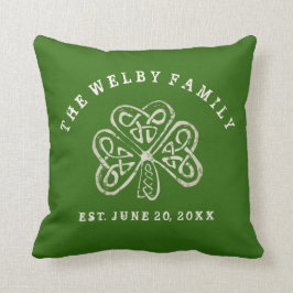 Artsy Shamrock Irish Family Est. Aangepaste datum Kussen