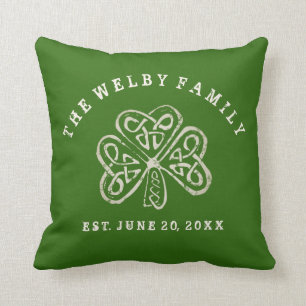 Artsy Shamrock Irish Family Est. Aangepaste datum Kussen