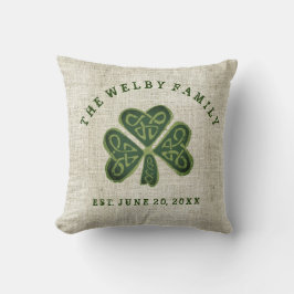 Artsy Shamrock Irish Family Est. Aangepaste datum Kussen