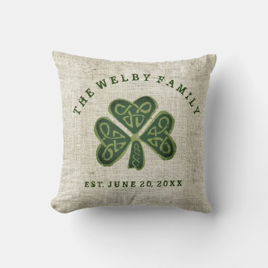 Artsy Shamrock Irish Family Est. Aangepaste datum Kussen (Voorkant)