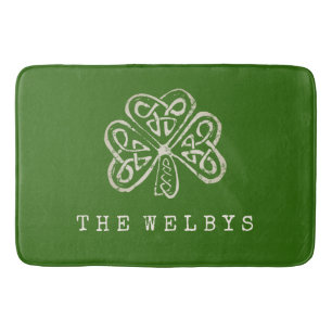 Artsy Shamrock Personalized Irish Home Decor Badmat