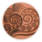 Artsy Sinaasappel krullende wervelingen keramische Keramische Knop (Voorkant)