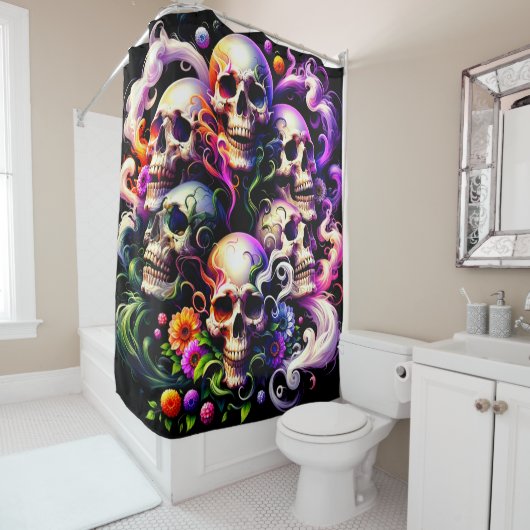 Artsy Skull Art Douchegordijn (In situ)